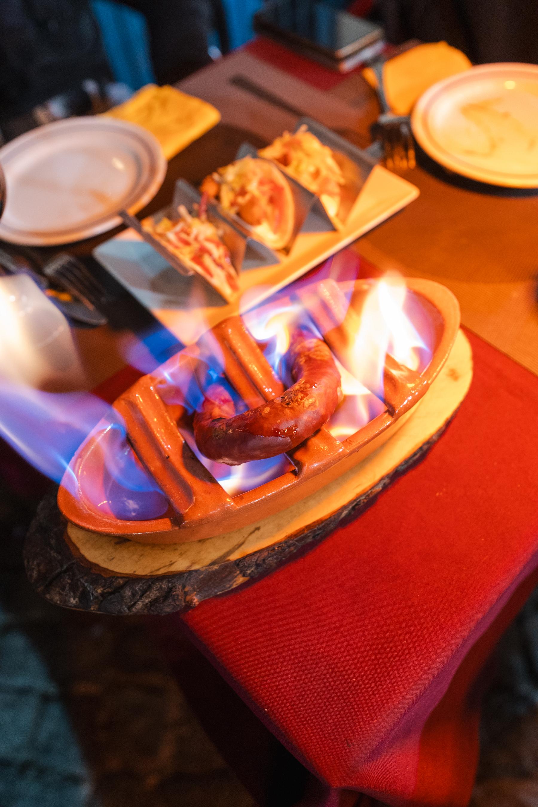 served in fire. typical portugese dish